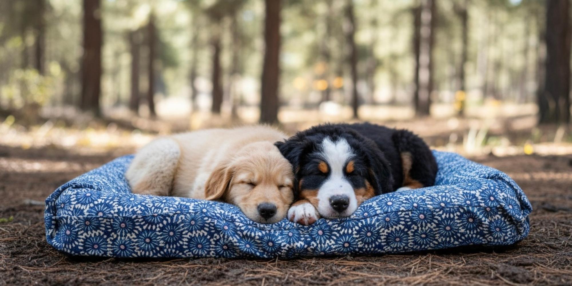 dog bed cover with two puppies